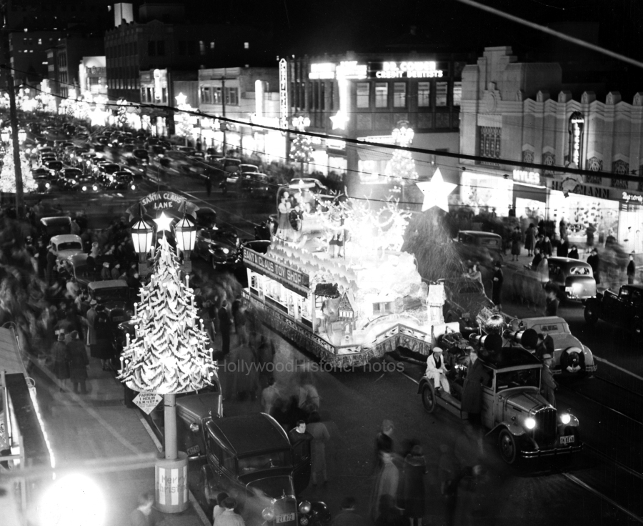 Santa Claus Lane Parade 1938 Hollywood Blvd. Santas Toy Store float wm.jpg